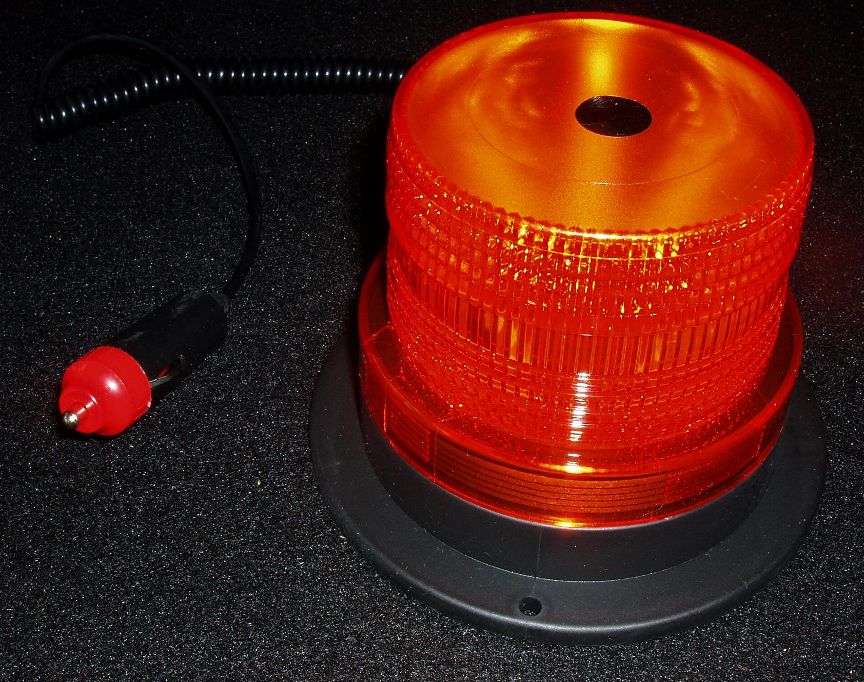 LED Rundumblitzleuchte RD Magnetfuß 12V mit KFZ-Stecker