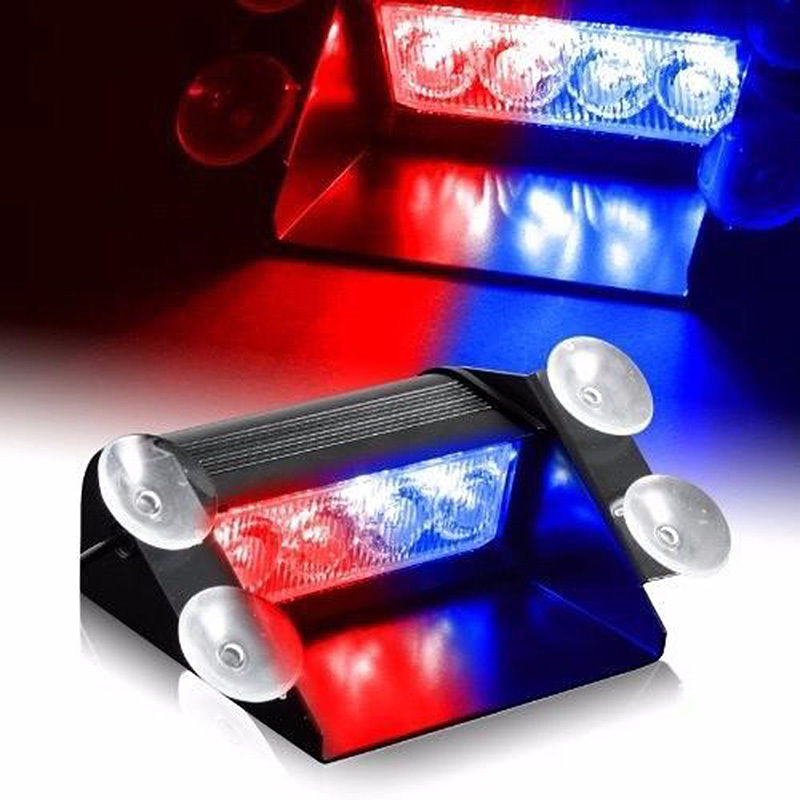 8 LED Auto Notfall Frontblitzer LKW Warnleuchte Strobe Licht Lampe Rot &  Blau